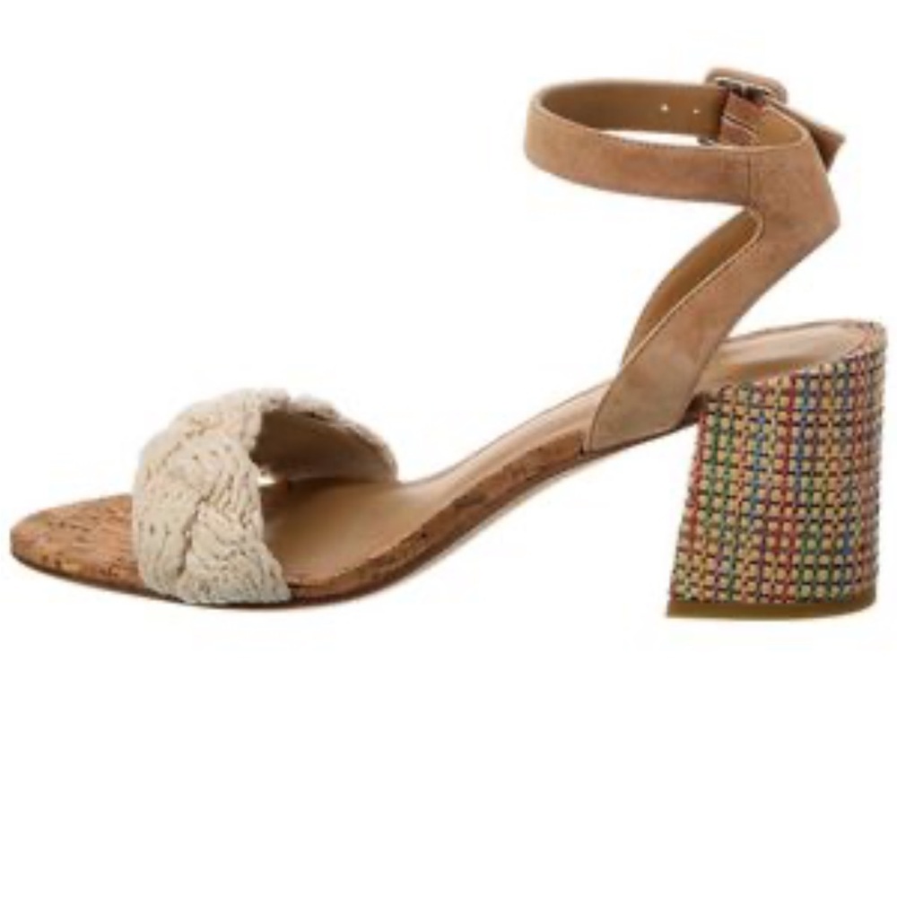 Johnny Was Braided Woven Rope Block Heel Sandals Size 8 Multicolor Boho Resort